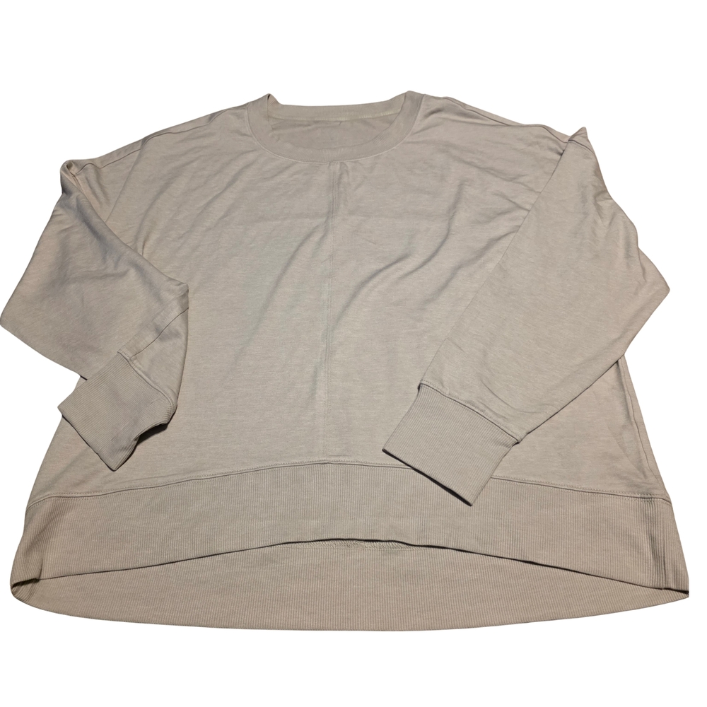 RBX Oversized Beige Crewneck Sweatshirt Thumbholes Athleisure Cozy Neutral